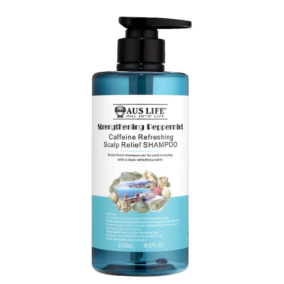 【澳思萊AUS LIFE】咖啡因薄荷舒涼洗髮精 550ml｜澳思萊 Auslife 天然身體保養